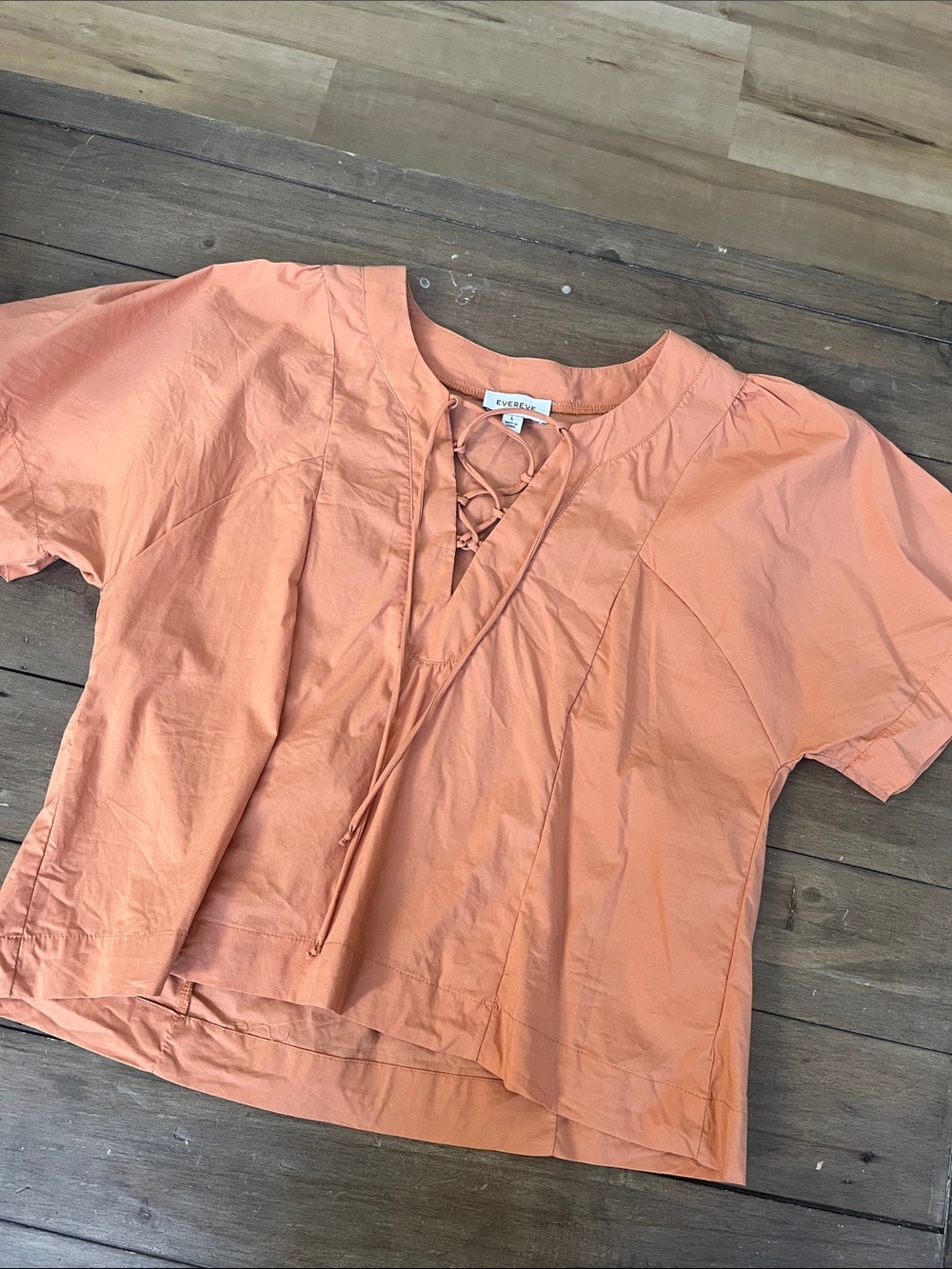 Evereve | NWT Allie Cotton Poplin Seamed Top Peach Size Large